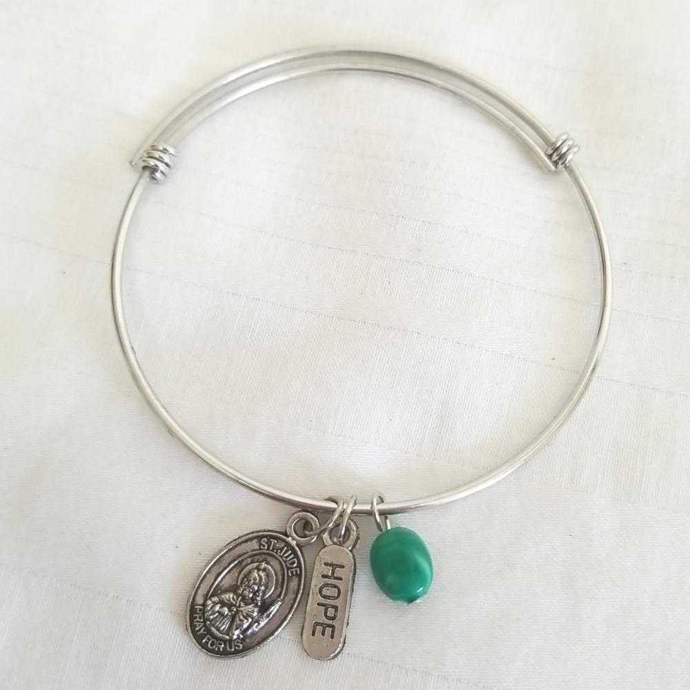 Silver St Anthony HOPE Charm Bracelet